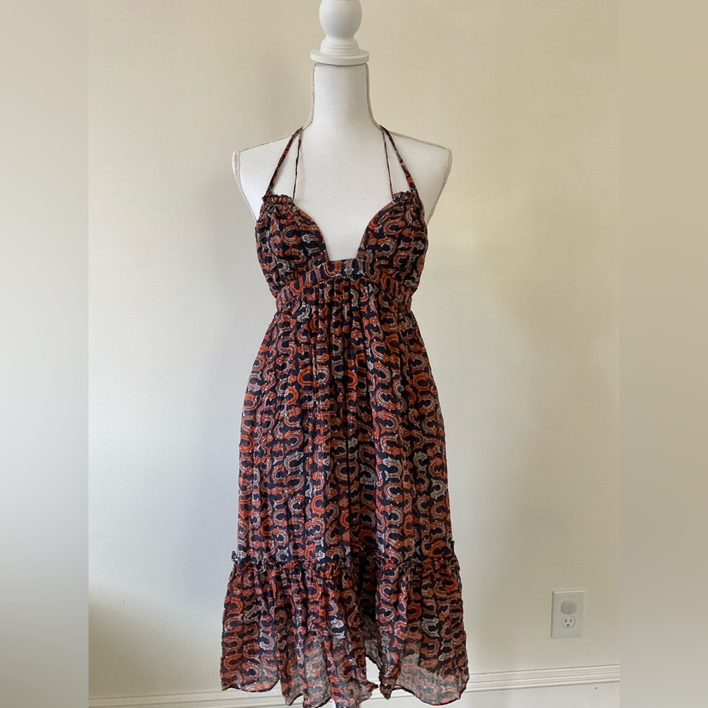 Milly Fish Print ChiffonSilk Maxi Dress